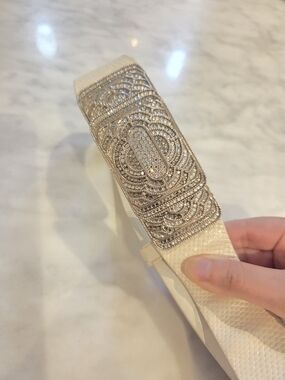Judith Leiber Cream Crystal-Embellished Belt Adjustable